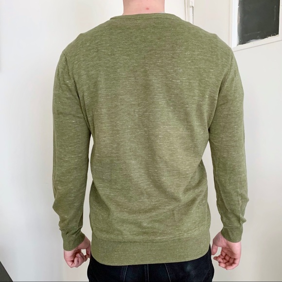 J.Crew Olive Green Crewneck Sweater Cabin Knit Minimalist Fall Winter Layering - Picture 3 of 4